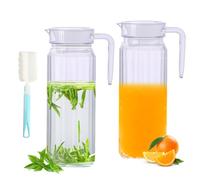 HOVCEH Lot de 2 pichets à jus avec couvercle en acrylique avec couvercle et poignée, 1,1 l, pour porte de réfrigérateur, carafe en verre incassable pour cocktail, lait, jus, thé