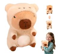 HOVCEH Peluche Capybara, 25cm Capybara Peluche Jouet, Capybara Peluche en Costume dOurs Beige, Jouet en Peluche Capybara pour Home Décoration et Enfants Cadeaux (Ours)