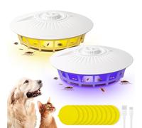 HOVCEH Piège à Puces, 2 Pièces Piège à Puces Autocollant avec 10 Disques Adhésifs et 4 Modes dÉclairage pour Salon, Cuisine, Chambre