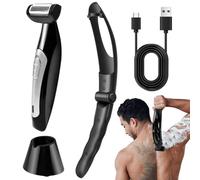 HOVCEH Rasoir de dos multifonction pour homme avec manche amovible, humide et sec, épilateur corporel électrique, ergonomique pour visage, bras
