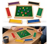 HOVCEH Shut The Box 6 Joueurs avec 12 Dés | Jeu Shut the Box, Jeu de Table en Bois Classique pour Salle de Classe Maison Fête ou Pub, Coloré, 30 x 30 CM