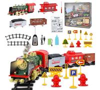 HOVCEH Train de Noel Electrique, Petit Train Electrique Noel, Trainelectrique Enfant avec Lumières et Sons, Jouettrains Noels Sapin Telecommande, Trains pour Sapin de Noels, Cadeau pour Enfants