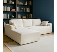Concept Usine – Canapé d'angle HOVE 5-6 places velours côtelé beige méridienne gauche 270x175 cm
