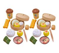 HoveeLuty 2 Ensembles de Nourriture pour Faire Semblant de Jouer, 26 pièces Jouets Bao Bun et boulettes avec Panier à Vapeur, Jouet Dim Sum Chinois réaliste pour Enfants, Jeu rôle Dumplings Dumpl