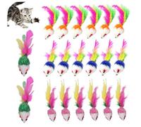 HoveeLuty 20pcs Cat Mouse Toy 2 Toys de Souris colorés pour Chats avec des Plumes Queue Interactive Boules de Chat