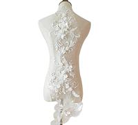 HoveeLuty Applique de Fleur de Fleur, Paillettes perlées Patch Dentelle Robe mariée en Relief Perles Broderie Appliques Dentelle Motif Couture Artisanat Applique Corsage Feepop Blanc Appliq