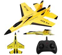 HoveeLuty Avion télécommandé 2, 4 GHz Su-35 Rc, Planeur à équilibrage Automatique en EPP, avec lumières, Jouet pour Enfants et Adultes, Cadeau, Jaune