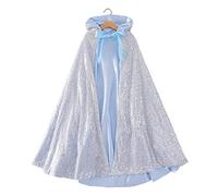 HoveeLuty Cape de Princesse à Capuche pour Petites Filles de 3 à 7 Ans, 80 cm, Cape Elsa Bleue, Accessoires fête personnalisés pour Noël, Halloween, Princesse avec Capuche