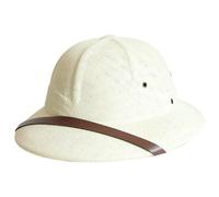 HoveeLuty Casque Colonial, Chapeau de Paille à Large Bord résistant au Soleil pour Homme avec Ceinture décorative, Chapeau de Soleil tissé Respirant avec mentonnière réglable, Mineur d'extérieur