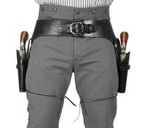HoveeLuty Ceinture de Cowboy en PU avec Double Porte-Revolver, Ceinture Western Noire Taille Unique pour Homme, Costume Steampunk pour Halloween, Cosplay, Western, Jouet Revolver