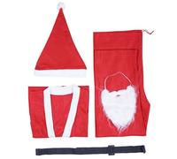 HoveeLuty Costume de Père Noël Adultes Hommes 5 Pièces/Ensemble Costume de Père Noël Comprend Chapeau Barbe Chemise Ceinture Pantalon pour Fête Vacances Cosplay No