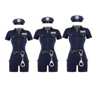 HoveeLuty Costume de policier pour femme, doux et confortable, costume de policier pour Halloween avec vêtements, chapeaux, menottes, portefeuilles, ceintures pour Halloween, cosplay, taille M, poli