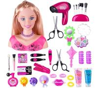 HoveeLuty Ensemble de 35 têtes de poupée pour Coiffure et Maquillage, Ensemble d'accessoires, tête poupée colorée et réaliste pour Filles, Jeu Simulation, Cadeau d'anniversaire ou Noël, tête po