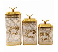 HoveeLuty Ensemble de boîtes de cuisine 3 pièces, ensemble récipients hermétiques pour café, thé et sucre, pots stockage en plastique pour animaux compagnie pour comptoir, récipient transparen