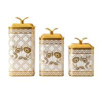 HoveeLuty Ensemble de boîtes de cuisine 3 pièces, ensemble récipients hermétiques pour café, thé et sucre, pots stockage en plastique pour animaux compagnie pour comptoir, récipient pour café