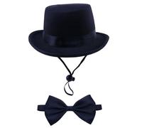 HoveeLuty Ensemble de Costumes pour Chien, Accessoires Formels pour Chien avec Chapeau Haut-de-Forme et nœud Papillon/Cravate pour, Ensemble Chapeaux Noirs pour pour fête d'anniversaire, mar