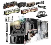 HoveeLuty Ensemble de Train électrique de Noël avec fumée, Sons et lumières réalistes pour garçons et Filles, Jouets Vacances d'anniversaire, Ensemble Train électrique pour Tout-Petits 2 à 4 Ans.