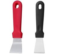 HoveeLuty Grattoir à Plaque de Cuisson, 2 pièces, Petit grattoir à Gril, spatule en métal Droite et incurvée pour Barbecue extérieur, de Nettoyage pour poêle Griller Rigide, spatule