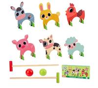 HoveeLuty Jeux de Croquet pour Enfants, Jeu de Croquet en Bois avec poignées, guichets et Boules, Jeu interactif et ludique pour Le Sport, idéal pour la pelouse l'intérieur.