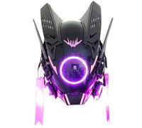 HoveeLuty Masque Cyberpunk Halloween Casque Cyberpunk avec lumière LED Masque Cyber de style futuriste avec bande élastique Punk Techwear pour Cosplay Halloween Party Style 2 Punk Cybe
