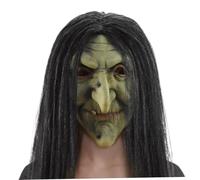 HoveeLuty Masque d'halloween Masque de sorcière méchante de Vieille Dame en Latex Extensible avec Cheveux Noirs Effrayant avec Trous Ventilation Taille Unique Convient à la Plupart des mas