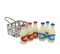 HoveeLuty Mini Accessoires Alimentaires pour Maison de poupée, Bouteille de Lait Miniature avec Panier, Accessoires Alimentaires pour Maison poupée, décoration scène pour, modèle b