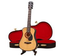 HoveeLuty Mini Guitare, 3, 9 Pouces, Petite Guitare Miniature en Bois avec Support et étui, Jouet de Collection pour Maison de poupée, décoration d'intérieur, Style 1