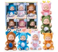 HoveeLuty Mini poupées bébé, 6 pièces de 4, 3 Pouces, poupées bébé réalistes et articulées avec vêtements d'animaux, Jolies Petites pour Tout-Petits, Filles et Enfants de 3 Ans Plus, Cadeaux