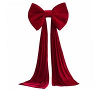 HoveeLuty Nœud de Sapin de Noël, 50 x 38 cm, Extra Large, en Velours Rouge, avec traîne 3 m Long, pour couronnes, Murs, fêtes, fêtes, Noël
