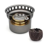 HoveeLuty Réchaud à Alcool en Titane, brûleur à Alcool, poêle Bois d'extérieur avec Supports, Camping Multi-combustibles, réchaud de randonnée ultraléger (Four Uniquement), de c