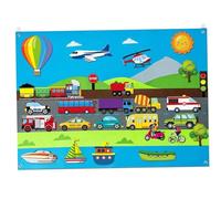HoveeLuty Tableau en Feutre pour Tout-Petits Thème de la Ville Tableau en Feutre de Laine Ensemble d'histoire avec Voitures, Avions, navires et Plus en interactif Portable pour Jouets éducat