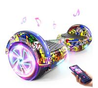 hoverboard 6.5'' , Autonomie 7-8km, vitesse maximale 10KM/H, Batterie 18V/2.6AH, Bluetooth+Lumière LED, cool graffitis