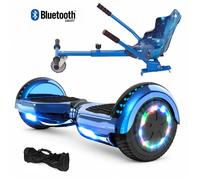 Hoverboard 6,5"" Bleu chromé+Hoverkart Galaxie bleu, moteur 200W, Batterie 36V/3.6Ah,Autonomie de 10km, Éclairage LED + Bluetooth