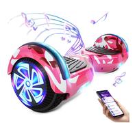 Hoverboard 6.5"" Bluetooth - A02C-Gyroscope LED,tout terrain,autonomie 7-8km,Charge maximale 70KG-pour Enfant et Adol-Camouflage Rose
