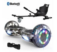 Hoverboard 6,5"" Camouflage+Hoverkart noir, moteur 200W, Batterie 36V/3.6Ah,Autonomie de 10km, Éclairage LED + Bluetooth