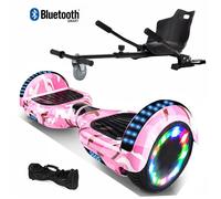 Hoverboard 6,5"" Camouflage rose+Hoverkart noir, moteur 200W, Batterie 36V/3.6Ah,Autonomie de 10km, Éclairage LED + Bluetooth