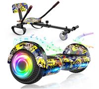 Hoverboard 6,5"" couleur de graffiti avec Hoverkart, Batterie 18V/2.6Ah, Vitesse Max 8km/h, Éclairage LED, Bluetooth, Facile à