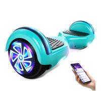 Hoverboard 6,5"" Électrique Enfant, moteur 160W, éclairage LED, Bluetooth, autonomie 7-8 km, charge max 70 kg - Vert et Gris