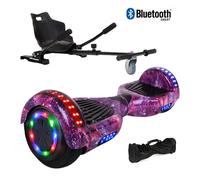 Hoverboard 6,5"" Galaxie violette+Hoverkart noir, moteur 200W, Batterie 36V/3.6Ah,Autonomie de 10km, Éclairage LED + Bluetooth