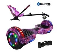Hoverboard 6,5"" Galaxie violette+Hoverkart violette, moteur 200W, Batterie 36V/3.6Ah,Autonomie de 10km, Éclairage LED + Bluetooth