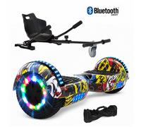 Hoverboard 6,5"" Hiphop+Hoverkart noir, moteur 200W, Batterie 36V/3.6Ah,Autonomie de 10km, Éclairage LED + Bluetooth