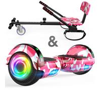 Hoverboard 6,5"" + Hoverkart, moteur 160W, Autonomie de 6-7km, Éclairage LED + Bluetooth, Capacité Max 70KG,Couleur rose