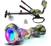 Hoverboard 6,5"" + Hoverkart, moteur 160W, Autonomie de 6-7km, Éclairage LED + Bluetooth, Capacité Max 70KG,Couleur Un vert éclatant