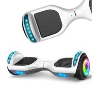 hoverboard 6.5'' HY-A12C, Bluetooth+Lumière LED, Autonomie 7-8km, vitesse maximale 10KM/H, Batterie 18V/2.6AH, Blanc et Gris