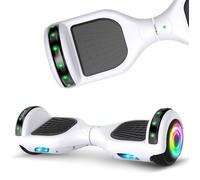 hoverboard 6.5'' HY-A12C, Bluetooth+Lumière LED, Autonomie 7-8km, vitesse maximale 10KM/H, Batterie 18V/2.6AH, Blanc