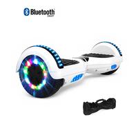 Hoverboard 6,5"", moteur 200W, Batterie 36V/3.6Ah,Autonomie de 10km, Éclairage LED + Bluetooth,Couleur Blanc