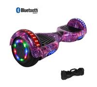 Hoverboard 6,5"", moteur 200W, Batterie 36V/3.6Ah,Autonomie de 10km, Éclairage LED + Bluetooth,Couleur Galaxie violette