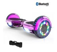 Hoverboard 6,5"", moteur 200W, Batterie 36V/3.6Ah,Autonomie de 10km, Éclairage LED + Bluetooth,Couleur Rose chromé