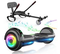 Hoverboard 6,5"" noir avec Hoverkart, Batterie 18V/2.6Ah, Vitesse Max 8km/h, Éclairage LED, Bluetooth, Noir