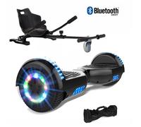 Hoverboard 6,5"" Noir+Hoverkart noir, moteur 200W, Batterie 36V/3.6Ah,Autonomie de 10km, Éclairage LED + Bluetooth